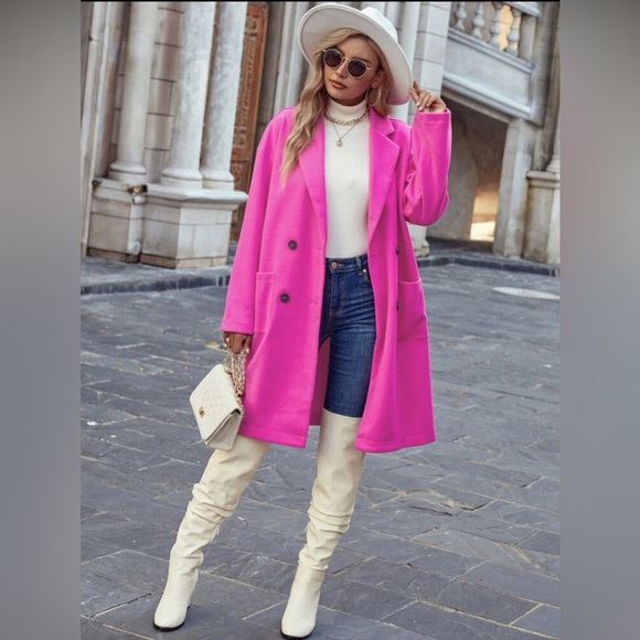 SHEIN Double Breasted Lapel Collar Overcoat - Picture 5 of 12